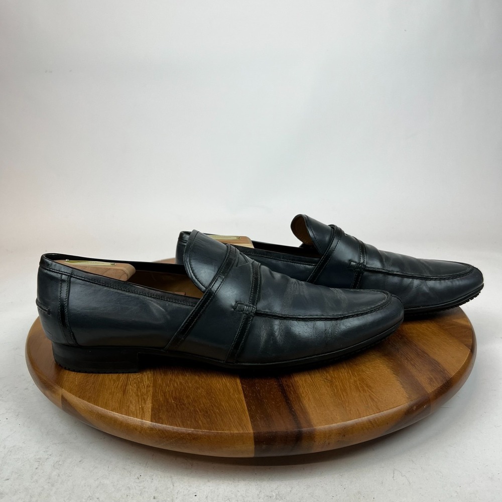 Mens Gucci Gray Leather Pointed Toe‎ Penny Loafers Shoes Siize UK 10 US 11 M GUC